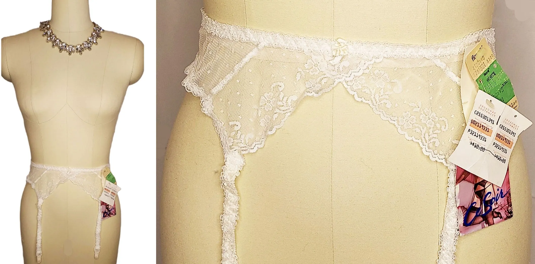 *   VINTAGE 1960S NEW CE SOIR LACE WEDDING GARTER BELT FROM THE BROADWAY DEPARTMENT STORE