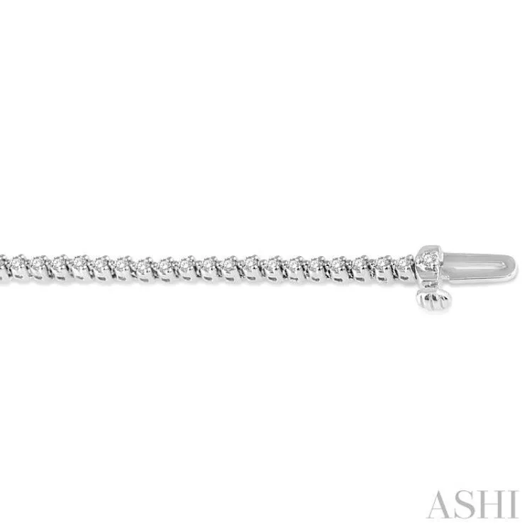 1 Ctw Tri-Prong Round Cut Diamond Bracelet in 14K White Gold