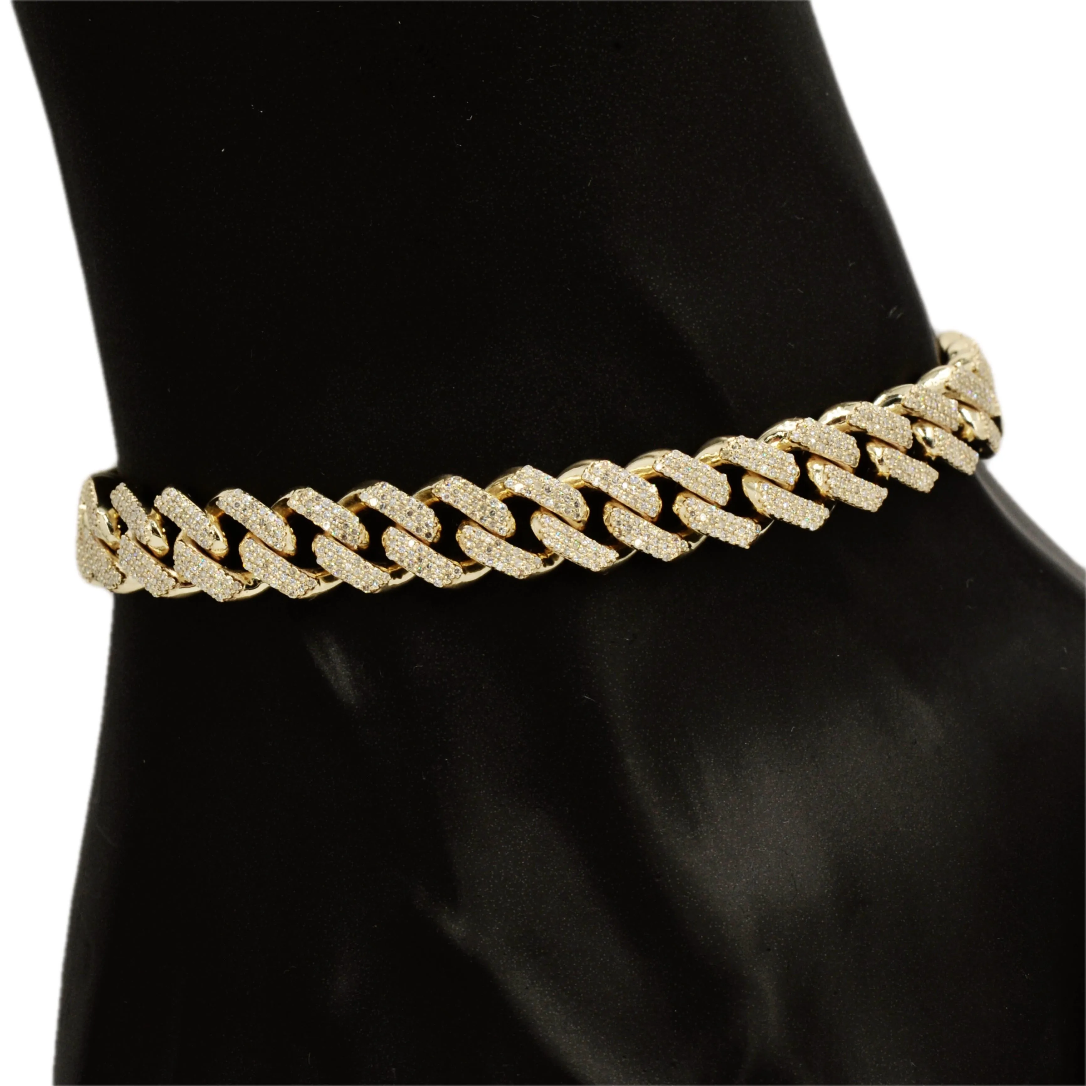 10k Gold 3 Row Diamond Miami Cuban Link 9.75mm Bracelet