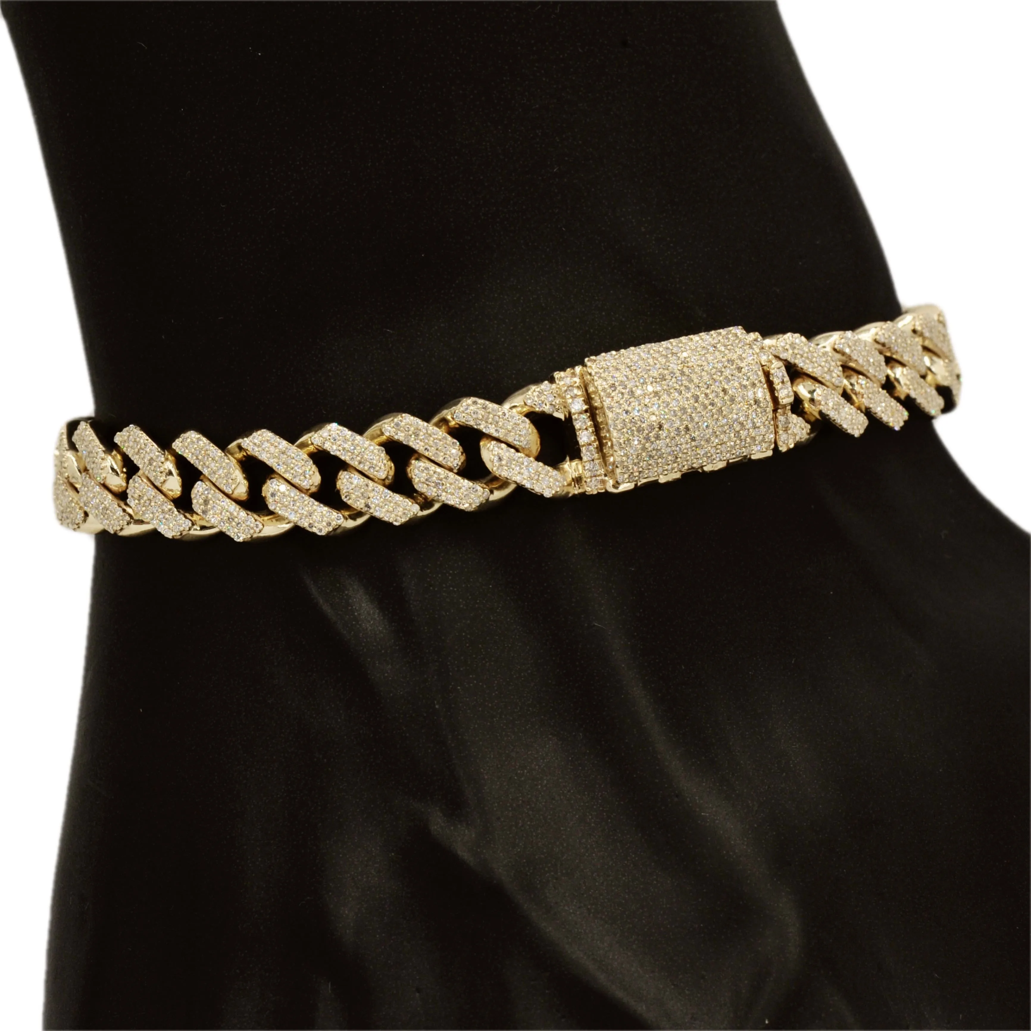 10k Gold 3 Row Diamond Miami Cuban Link 9.75mm Bracelet