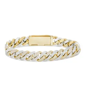 10K Gold Two Tone 14.07ct Diamond 12mm Cuban Bracelet