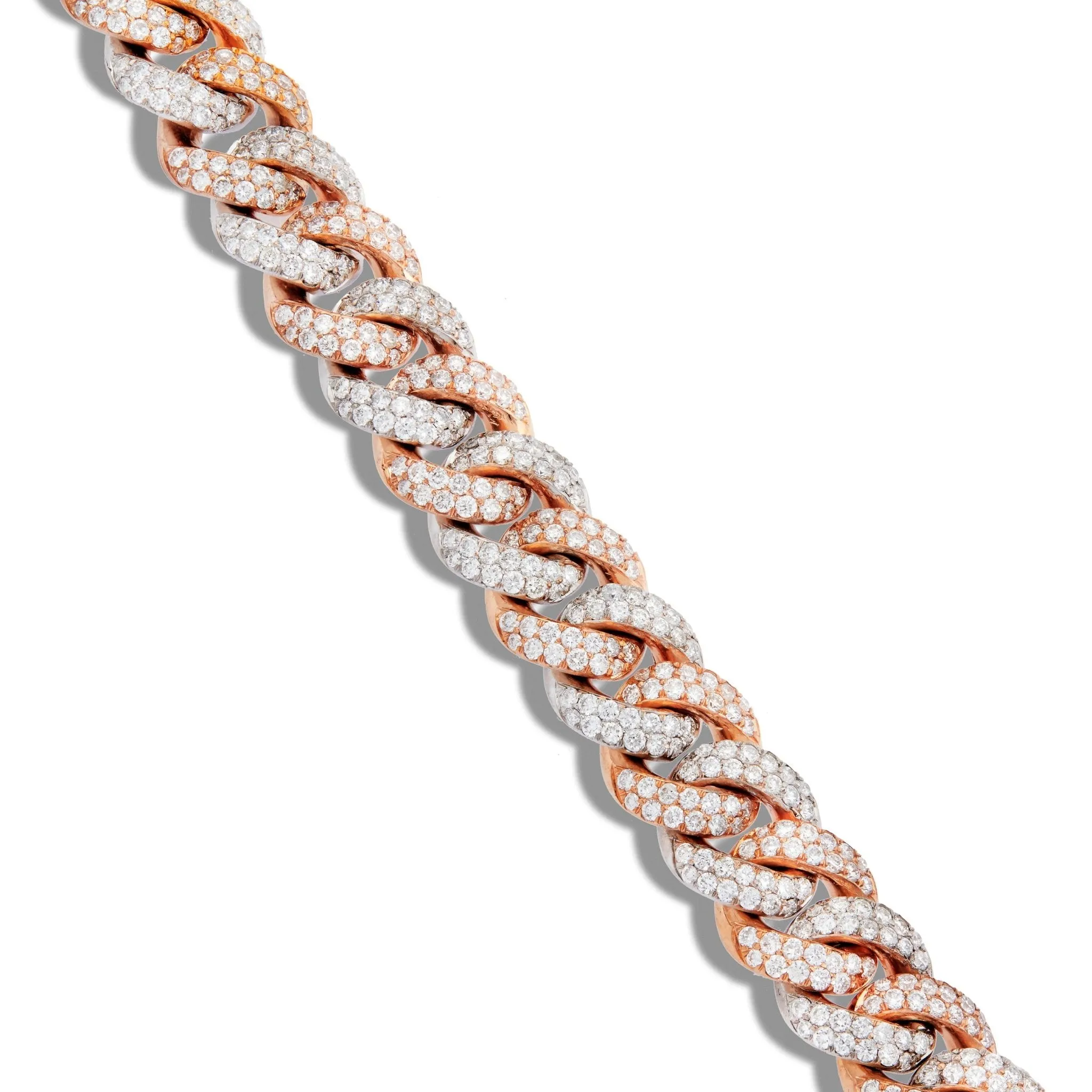 10K Gold Two Tone 14.07ct Diamond 12mm Cuban Bracelet