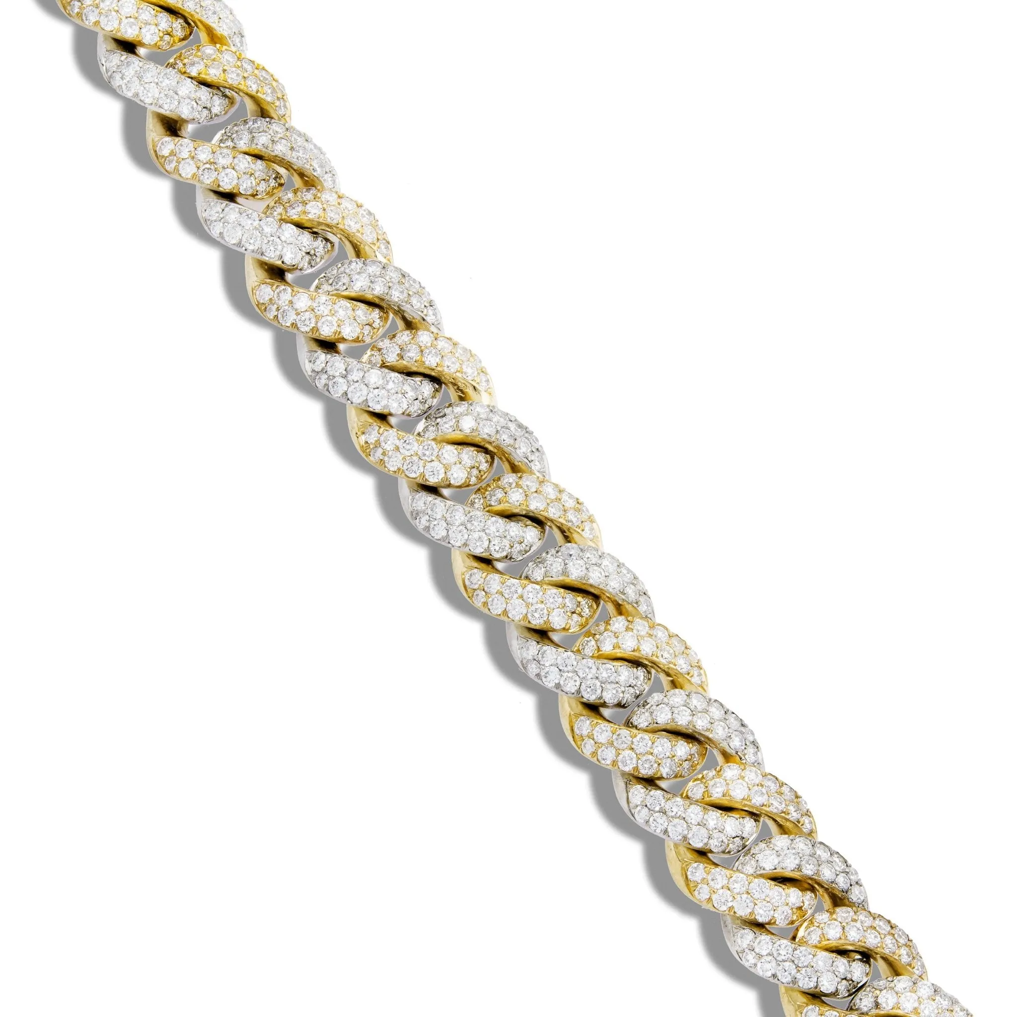 10K Gold Two Tone 14.07ct Diamond 12mm Cuban Bracelet