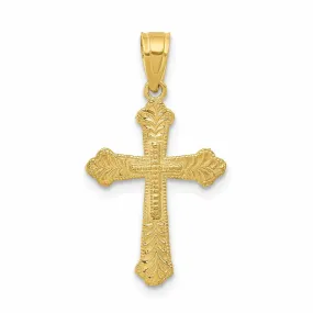 10k Yellow Gold Budded Cross Pendant Polished