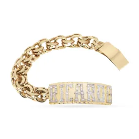 10K Yellow Gold Custom Name/Id Bracelet with Diamond letters