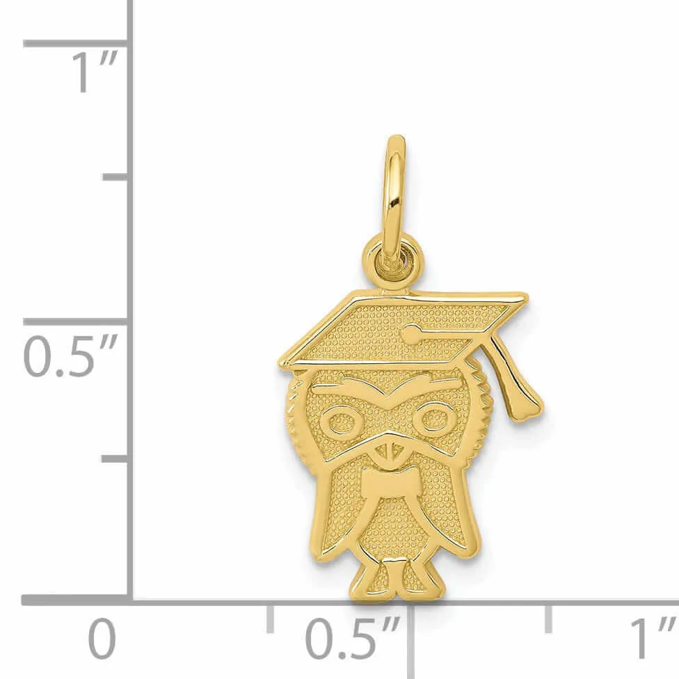 10k Yellow Gold Wize Owl Graduation Cap Pendant