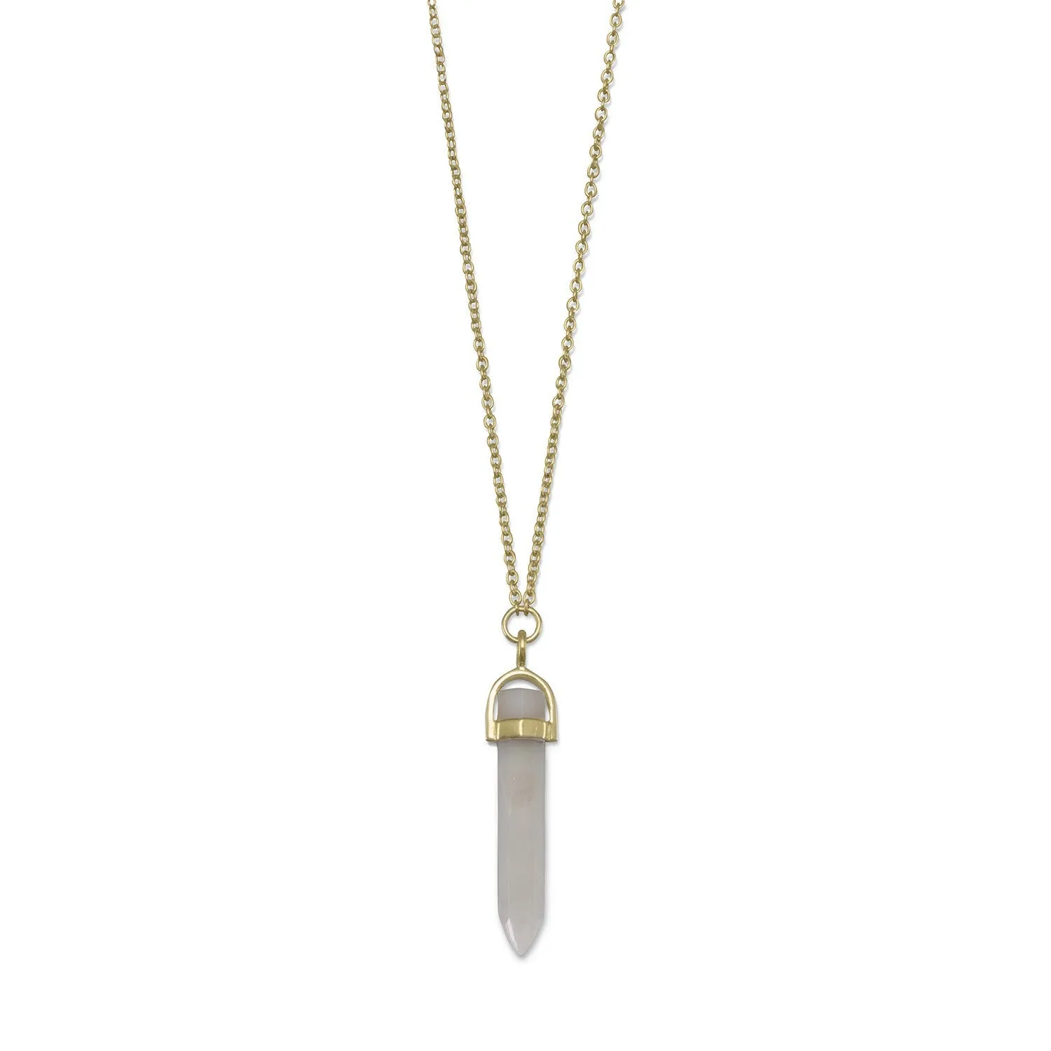 14 Karat Gold Plated Spike Pencil Cut Gray Moonstone Necklace