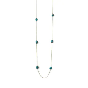 14 Karat Gold Plated Turquoise Stone Endless Necklace