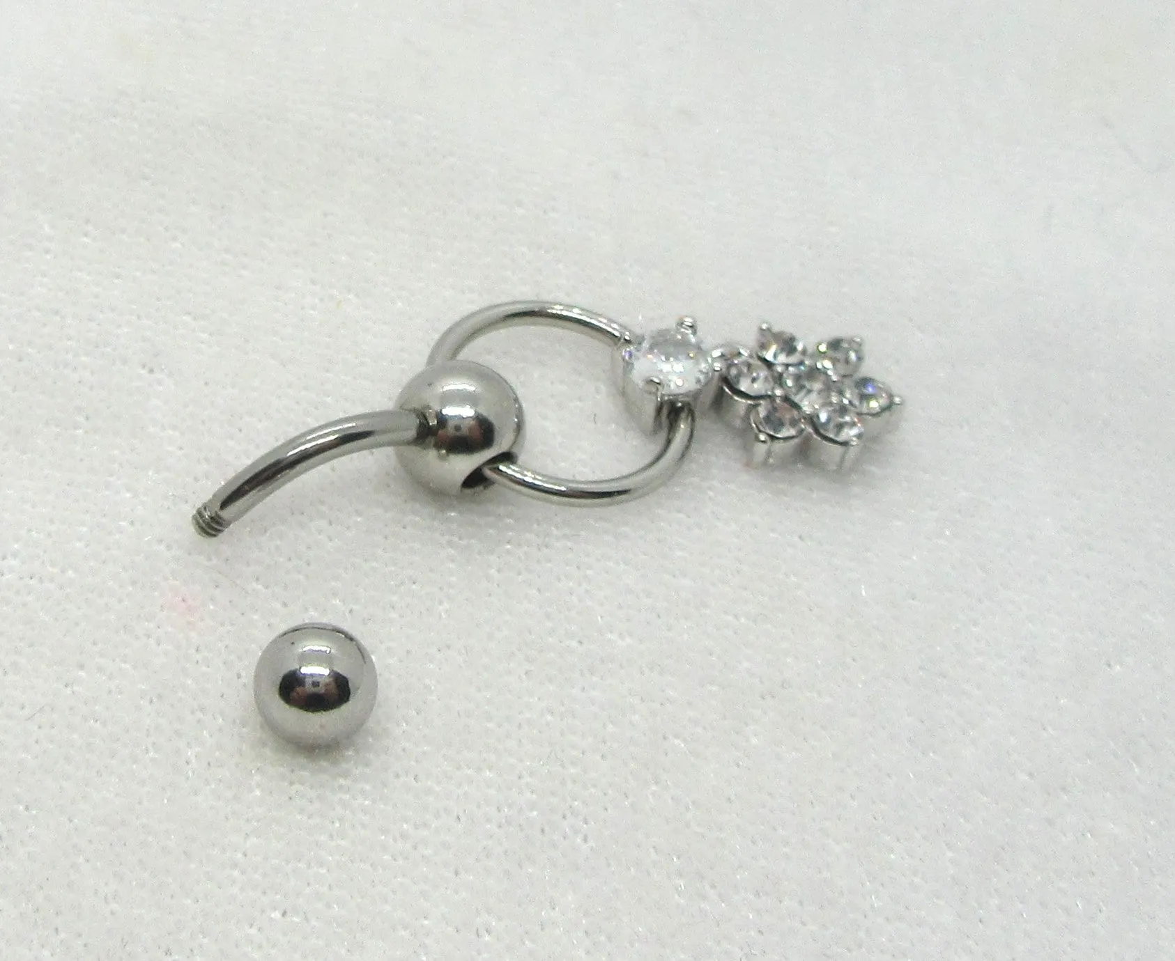 14G Reverse Top Down Belly Ring Hoop Belly Piercing Reverse Belly Bar Barbell