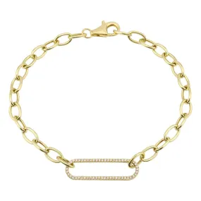 14K Diamond Paperclip Bracelet