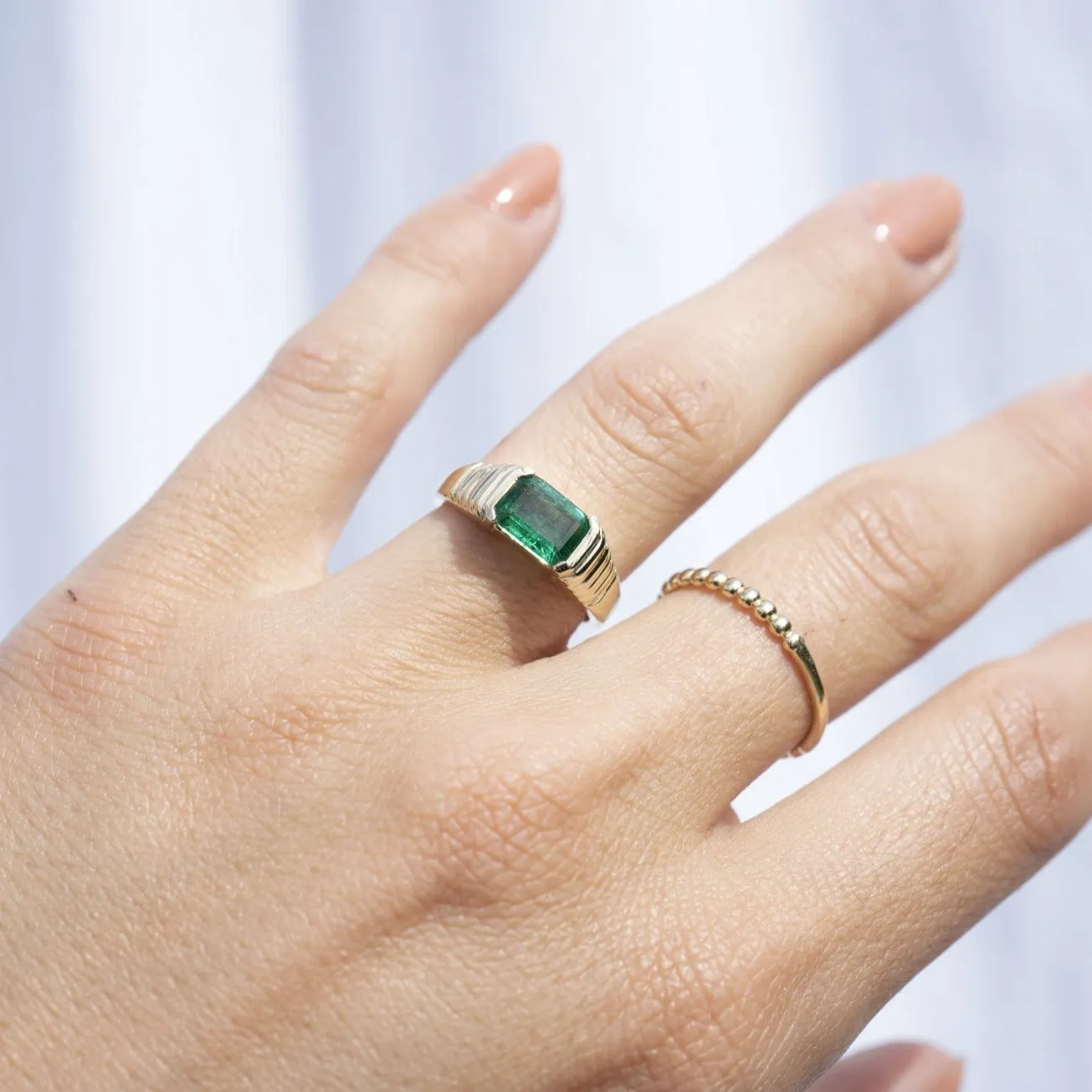 14k Emerald Pyramid Ring