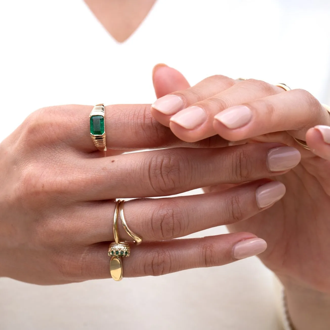 14k Emerald Pyramid Ring