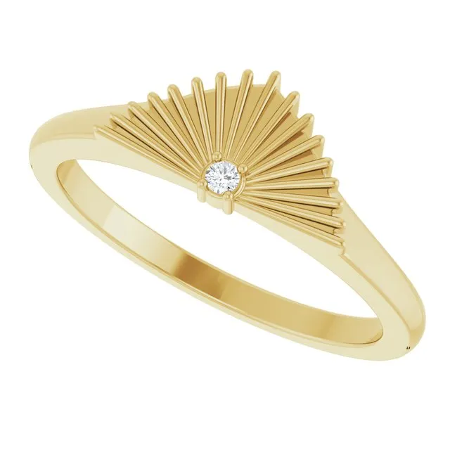 14K Gold Natural Diamond Fan Ring