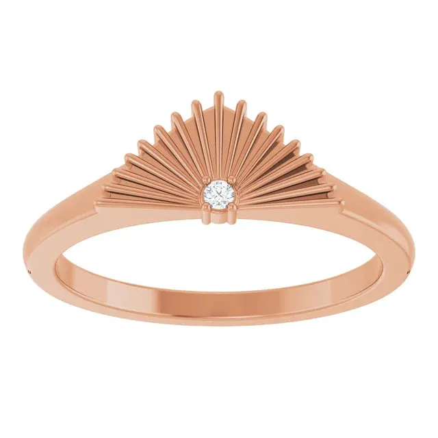 14K Gold Natural Diamond Fan Ring