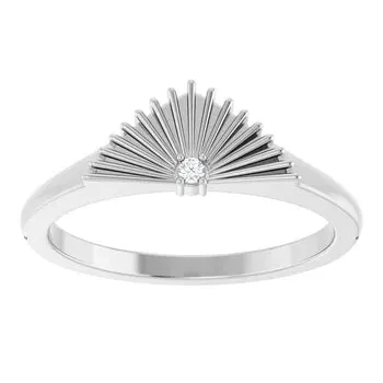 14K Gold Natural Diamond Fan Ring