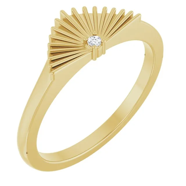 14K Gold Natural Diamond Fan Ring