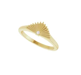 14K Gold Natural Diamond Fan Ring