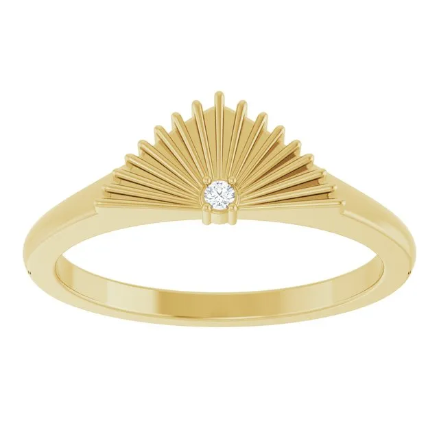 14K Gold Natural Diamond Fan Ring