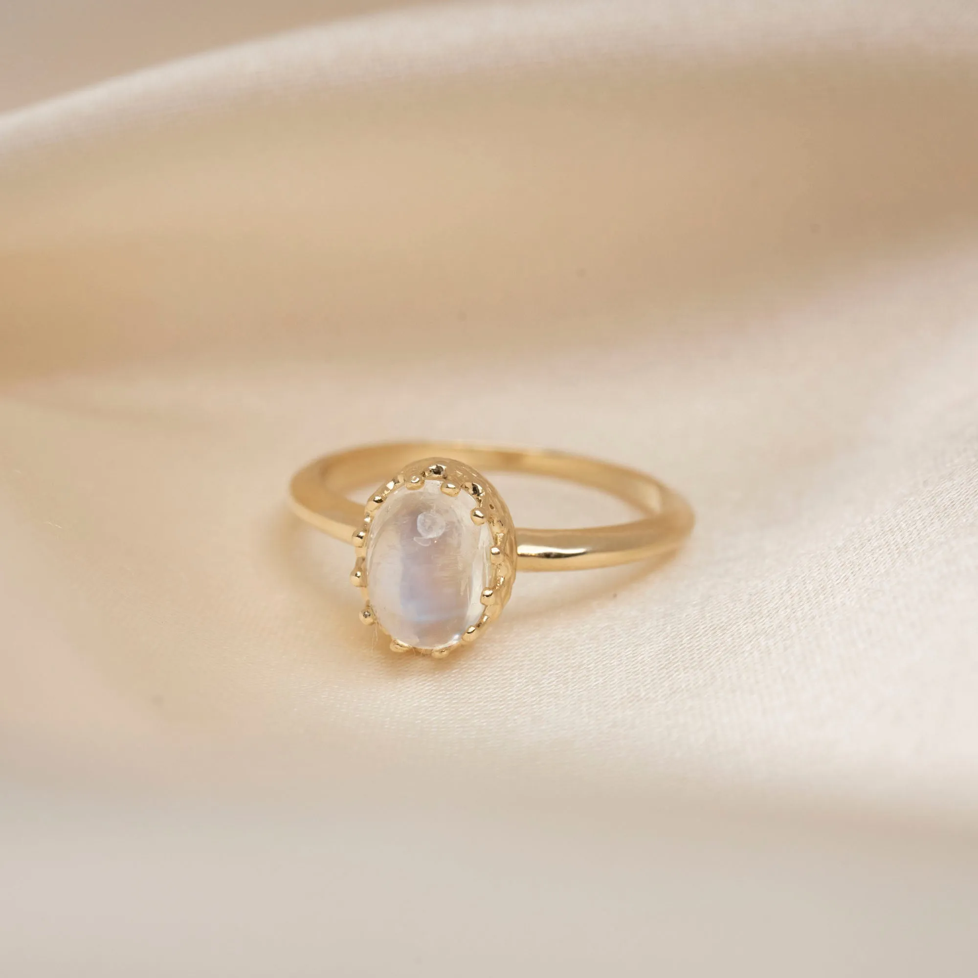 14k Moonstone Crown Ring