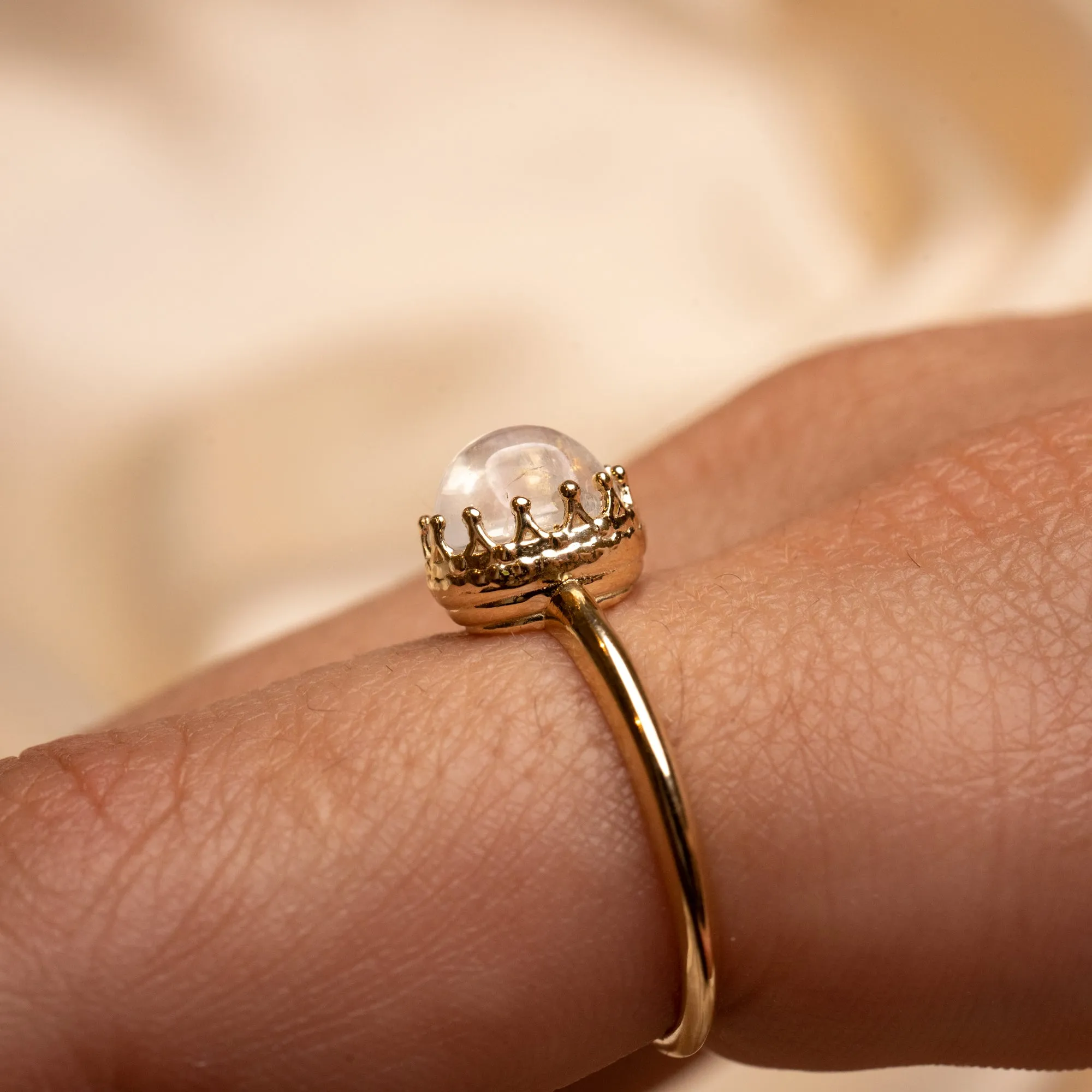 14k Moonstone Crown Ring