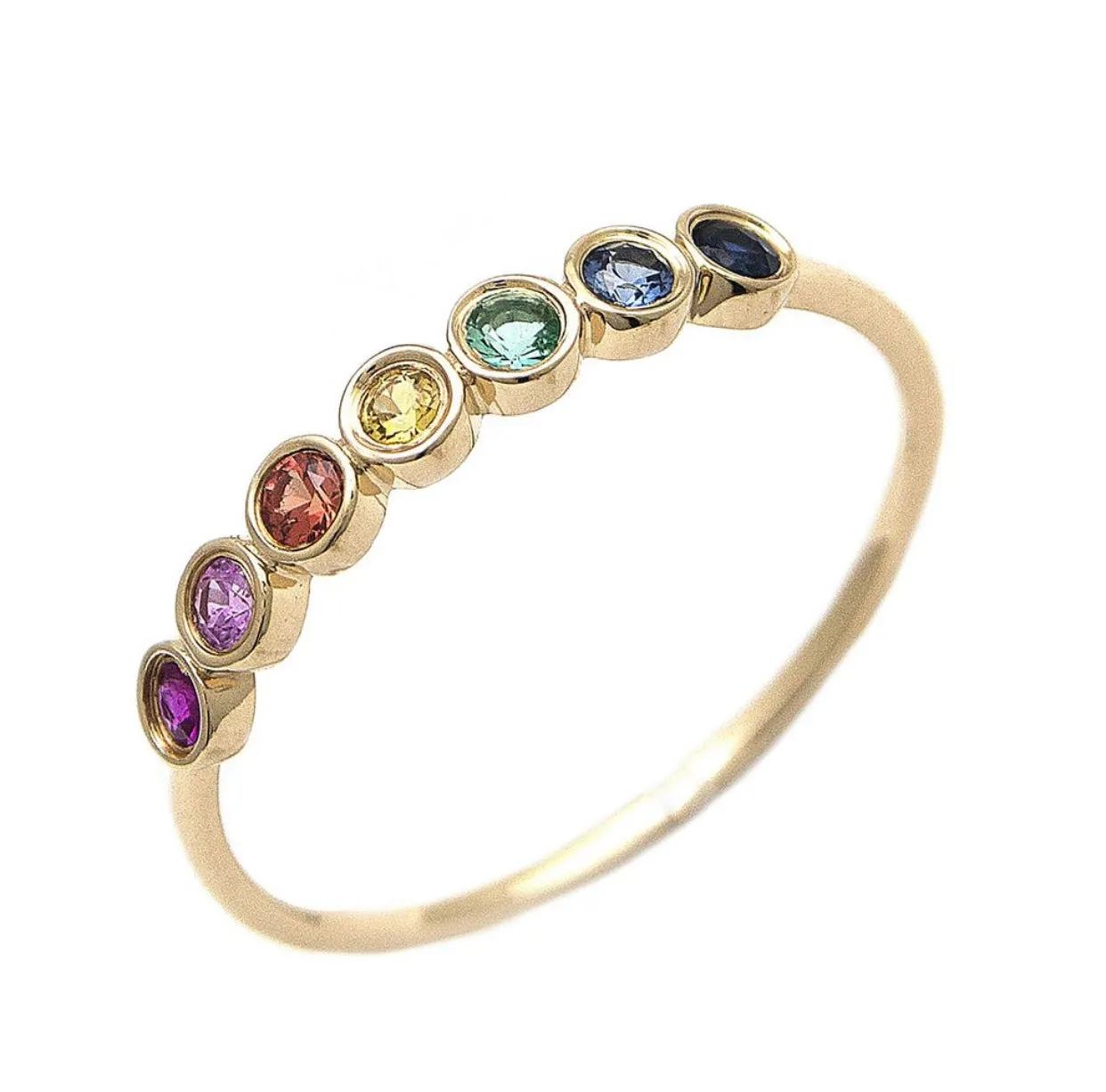 14K MULTI GEM RAINBOW RING