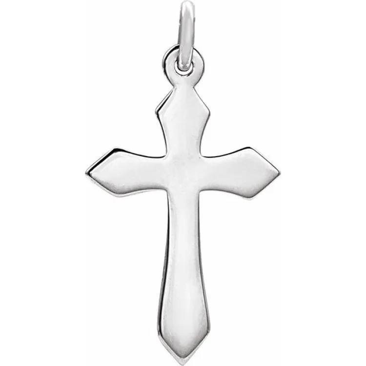 14K White 16x11 mm Cross Pendant