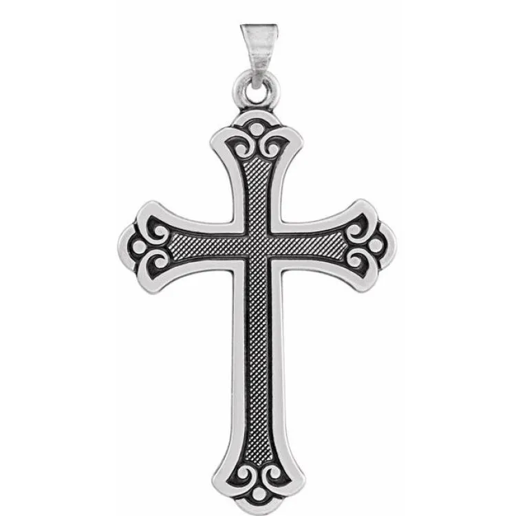 14K White Cross Pendant