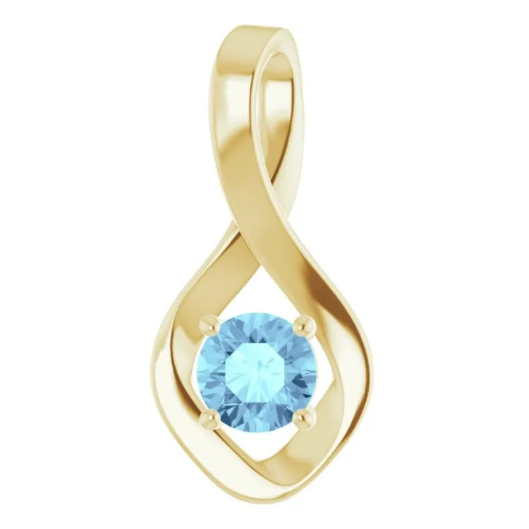 14K Yellow 5 mm Round Natural Aquamarine Pendant