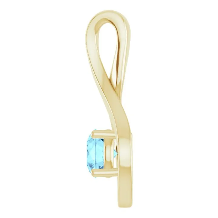 14K Yellow 5 mm Round Natural Aquamarine Pendant