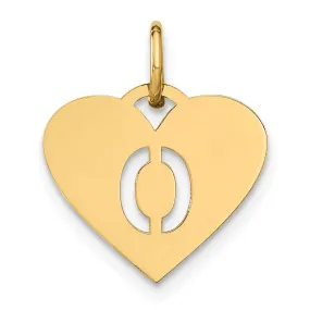 14k Yellow Gold Heart Cut-Out Letter O Initial Pendant