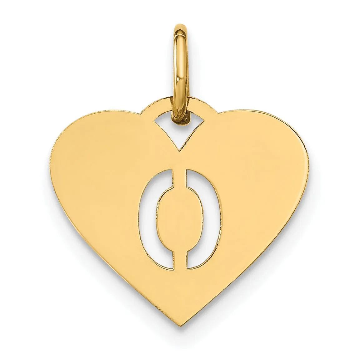 14k Yellow Gold Heart Cut-Out Letter O Initial Pendant