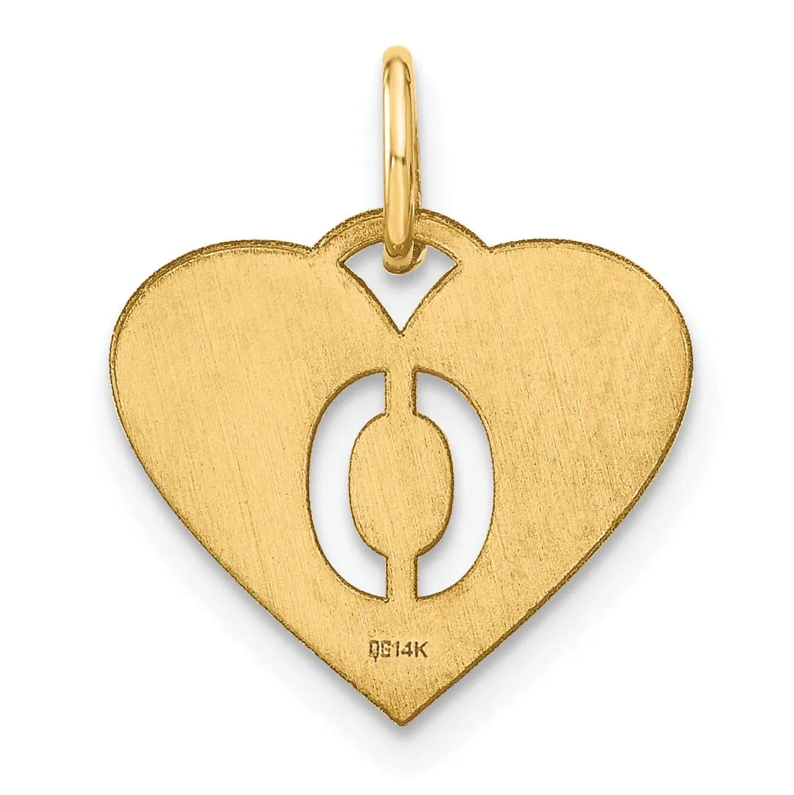 14k Yellow Gold Heart Cut-Out Letter O Initial Pendant