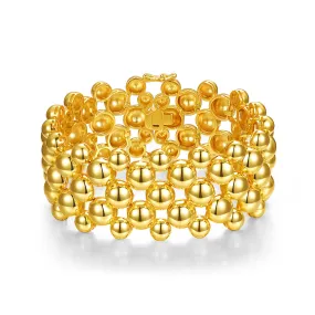 14k Yellow Gold Plated Wide Medallion Mesh Link Bracelet