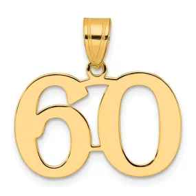 14k Yellow Gold Polished Finish Number 60 Charm Pendant