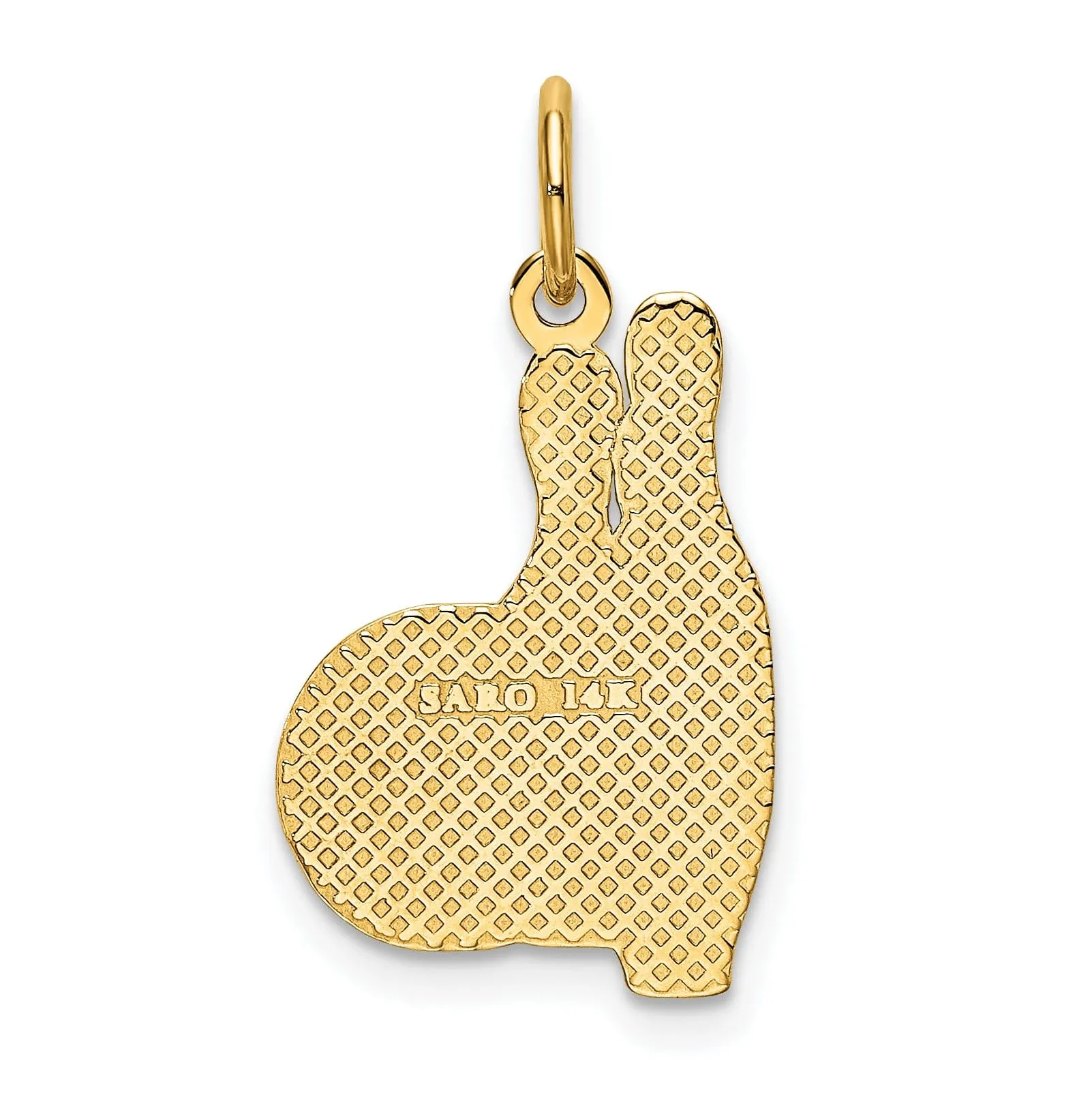 14K Yellow Gold Polished Textured Bowling Pins Charm Pendant