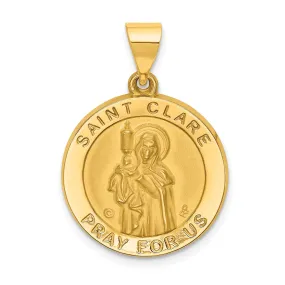 14k Yellow Gold Saint Clare Medal Pendant