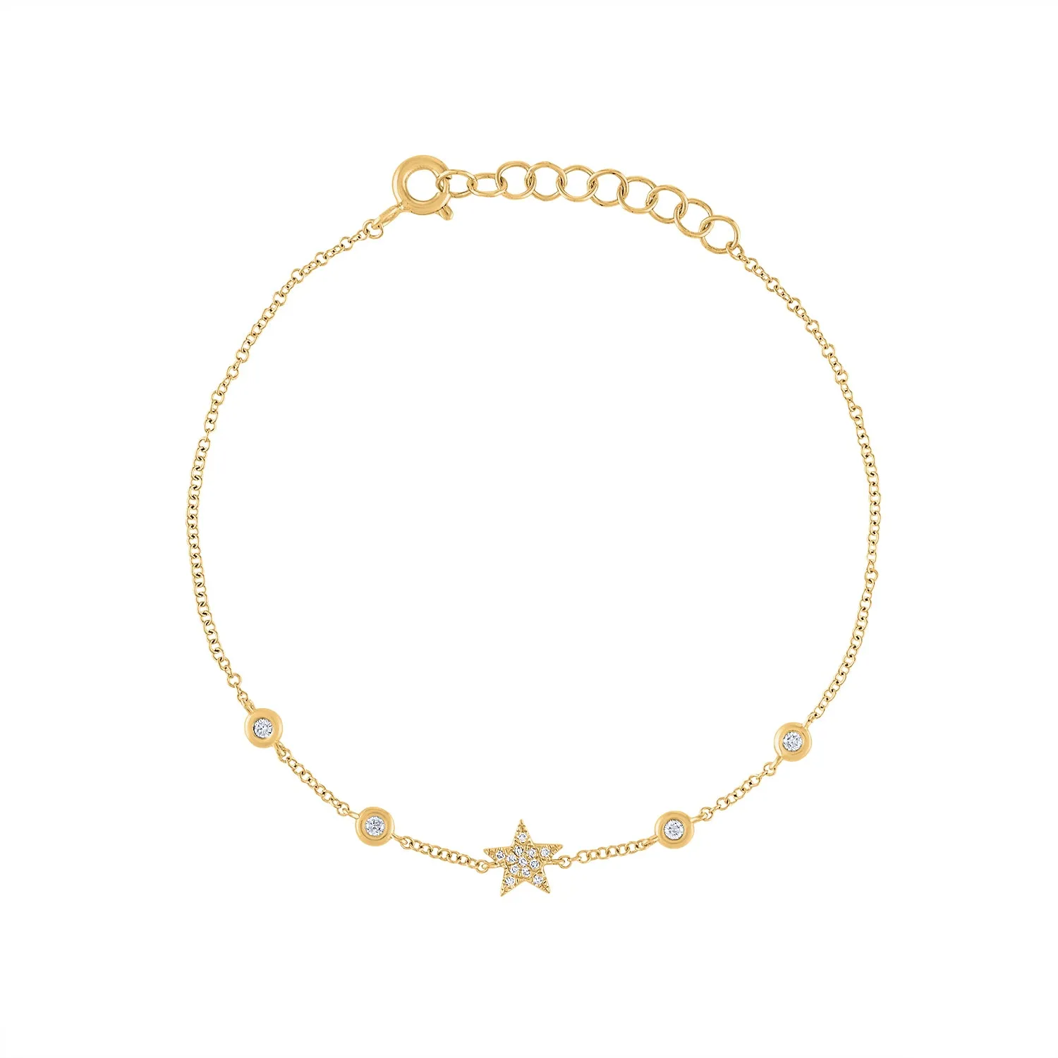 14KT GOLD PAVE DIAMOND STAR BEZEL BRACELET