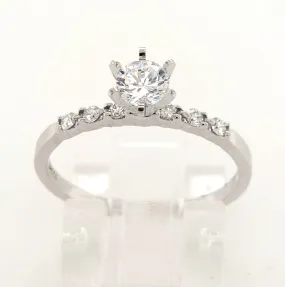 14KW Diamond Semi-Mount Ring with 0.40ct Cubic Zirconia Center (Size 7)