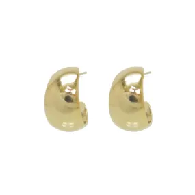 18K Gold Post Wide Huggie Earrings