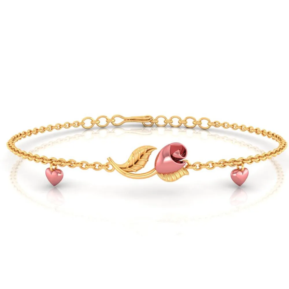 18k Pink Flower Gold Bracelet