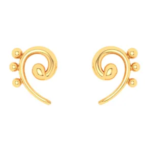 18KT Unique Kolka Shape Three Dots Gold Stud Earrings From Online Exclusive Collection