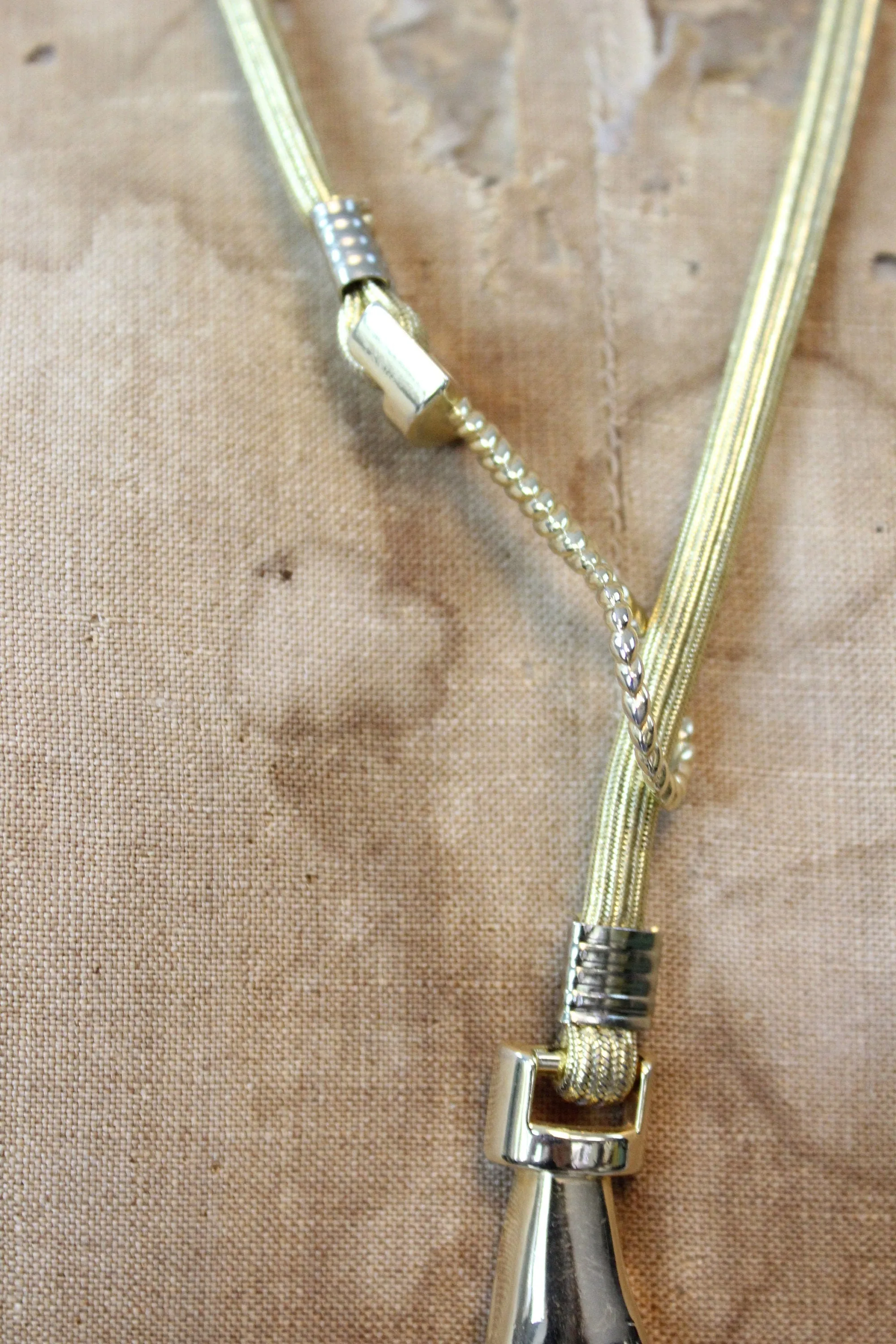 1980s gold HAND and LASSO belt necklace  | new fall