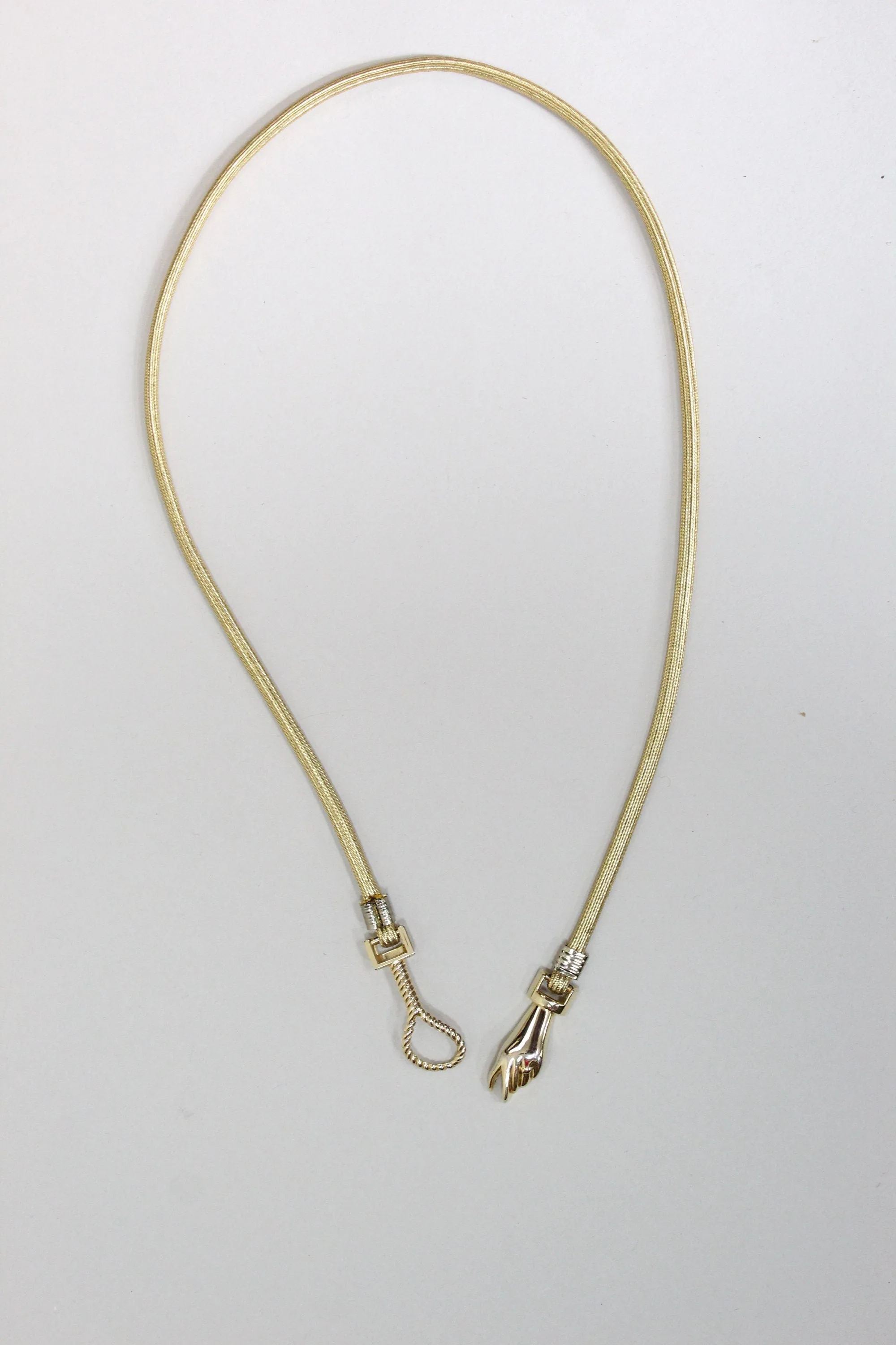 1980s gold HAND and LASSO belt necklace  | new fall