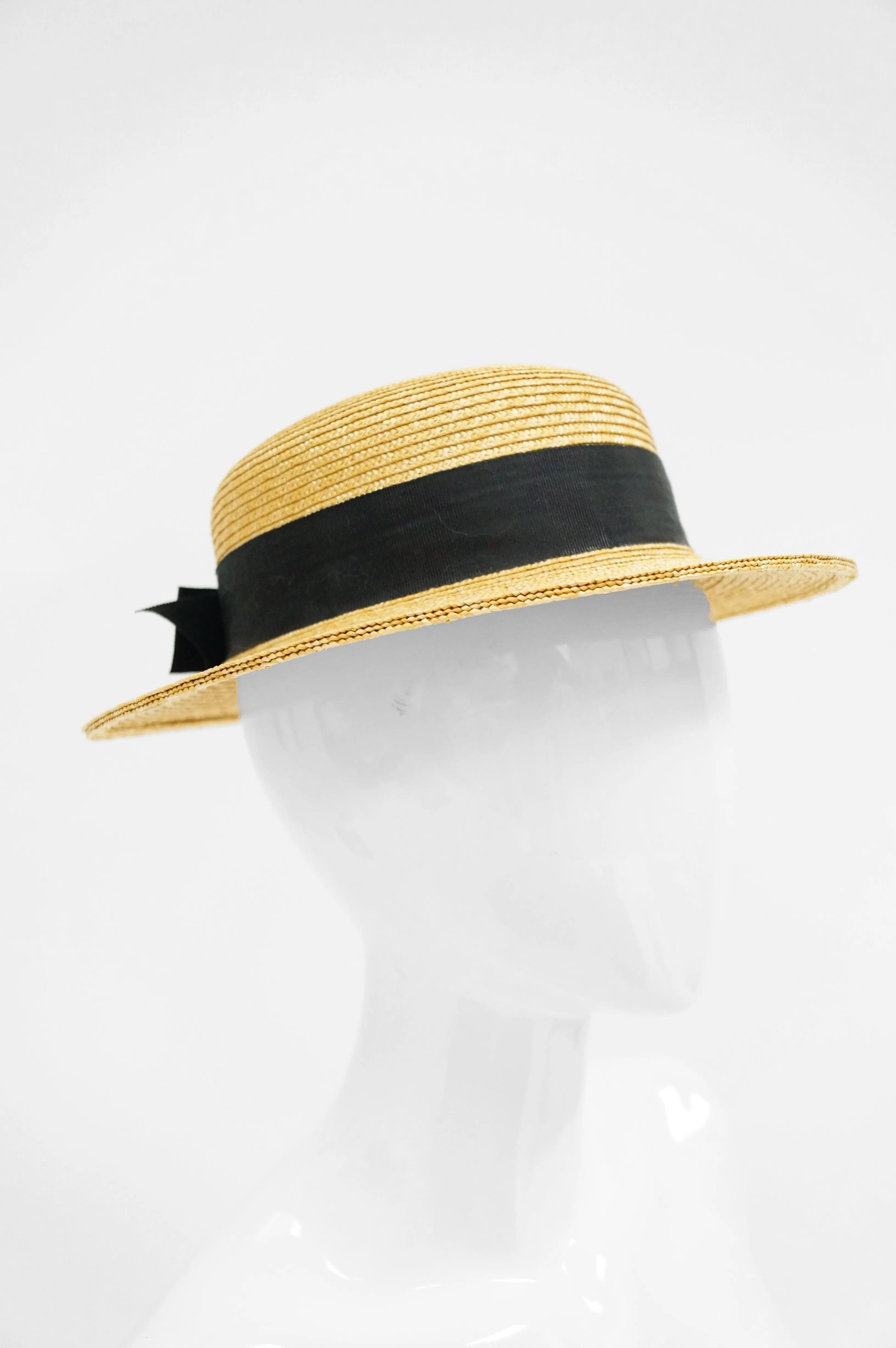 1980s Yves Saint Laurent Straw Boater Hat