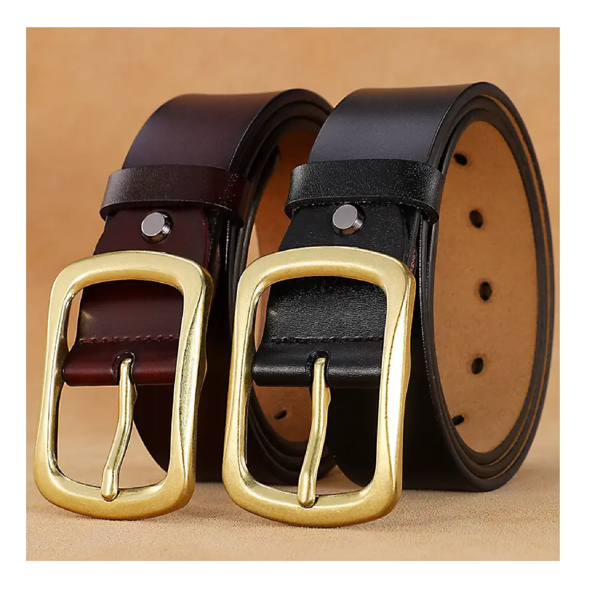 1pc Genuine Leather Pin Buckle Belt, Simple Buckle Belts For Men, Fashion Belt