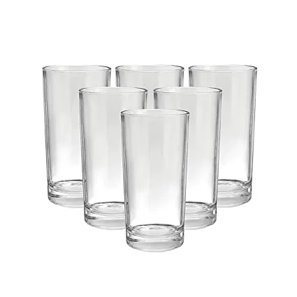 2027 Maitri Heavy unbreakable Plastic Stylish look fully Transparent Large Glasses Set 300ml (6pcs)