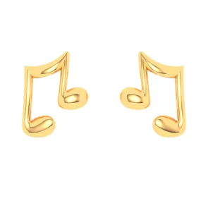 22KT Musical Note Shaped Gold Stud Earrings From Goldlites Collection