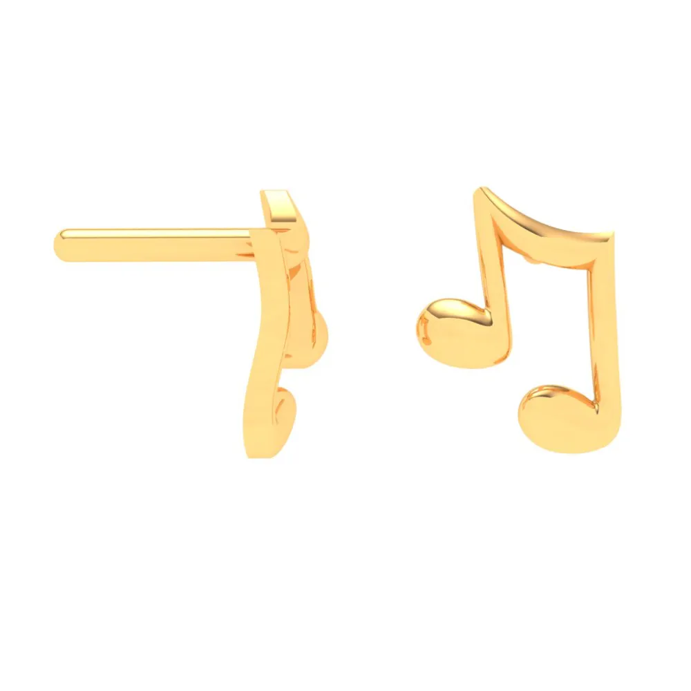 22KT Musical Note Shaped Gold Stud Earrings From Goldlites Collection