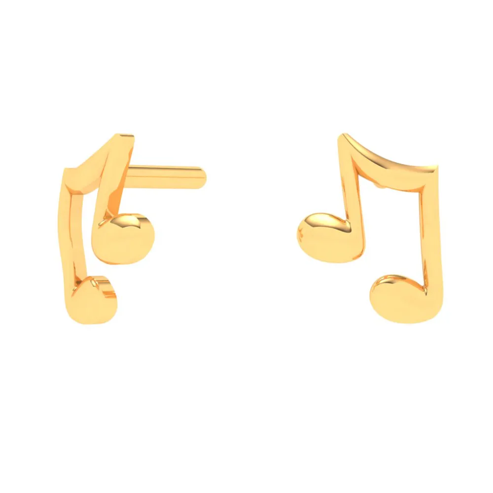 22KT Musical Note Shaped Gold Stud Earrings From Goldlites Collection