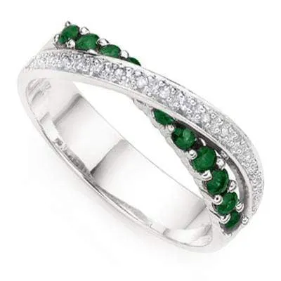 2/5 CT EMERALD & DIAMOND 925 STERLING SILVER RING